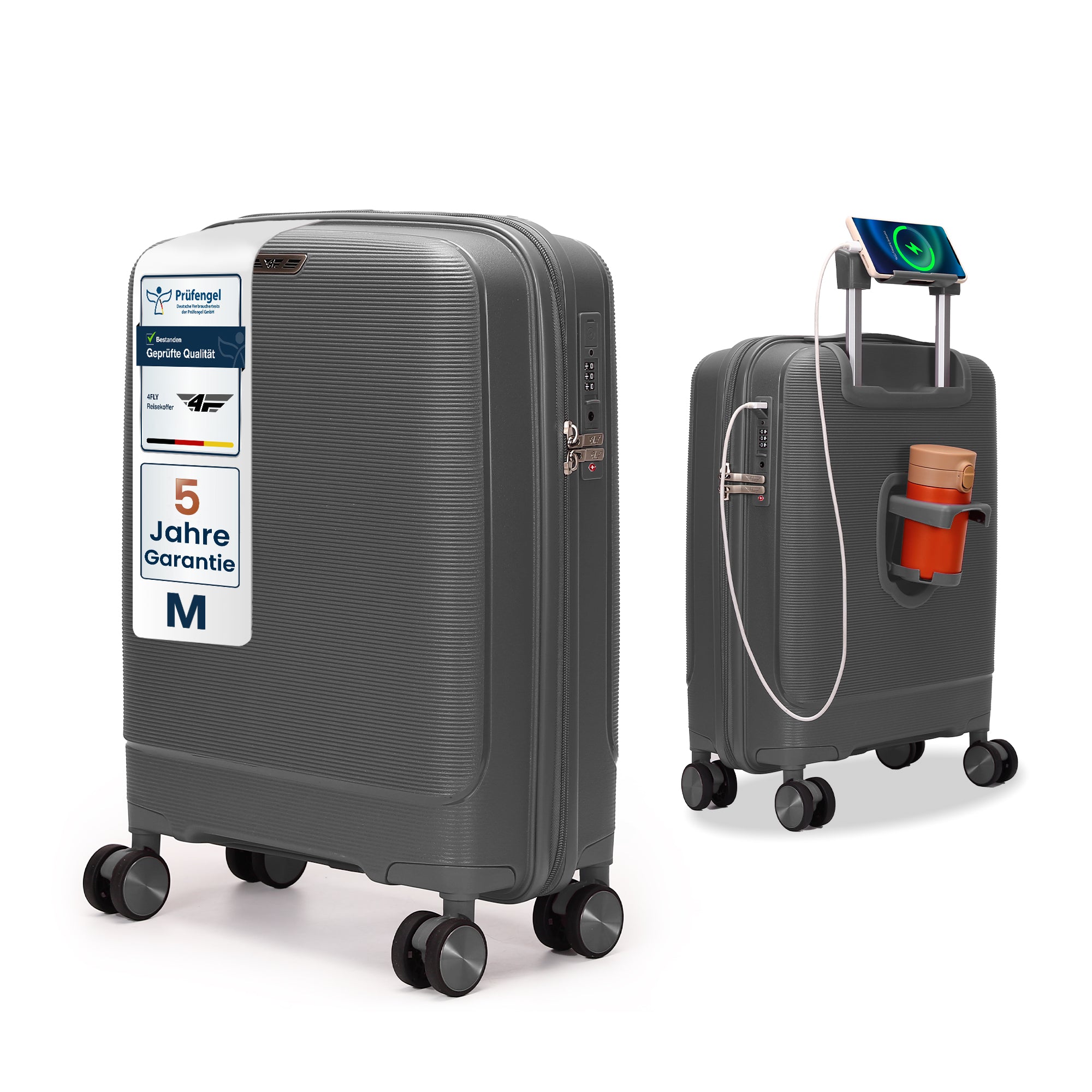 4FLY Leichter Hartschalen-Handgepäckkoffer (35L) - Grau