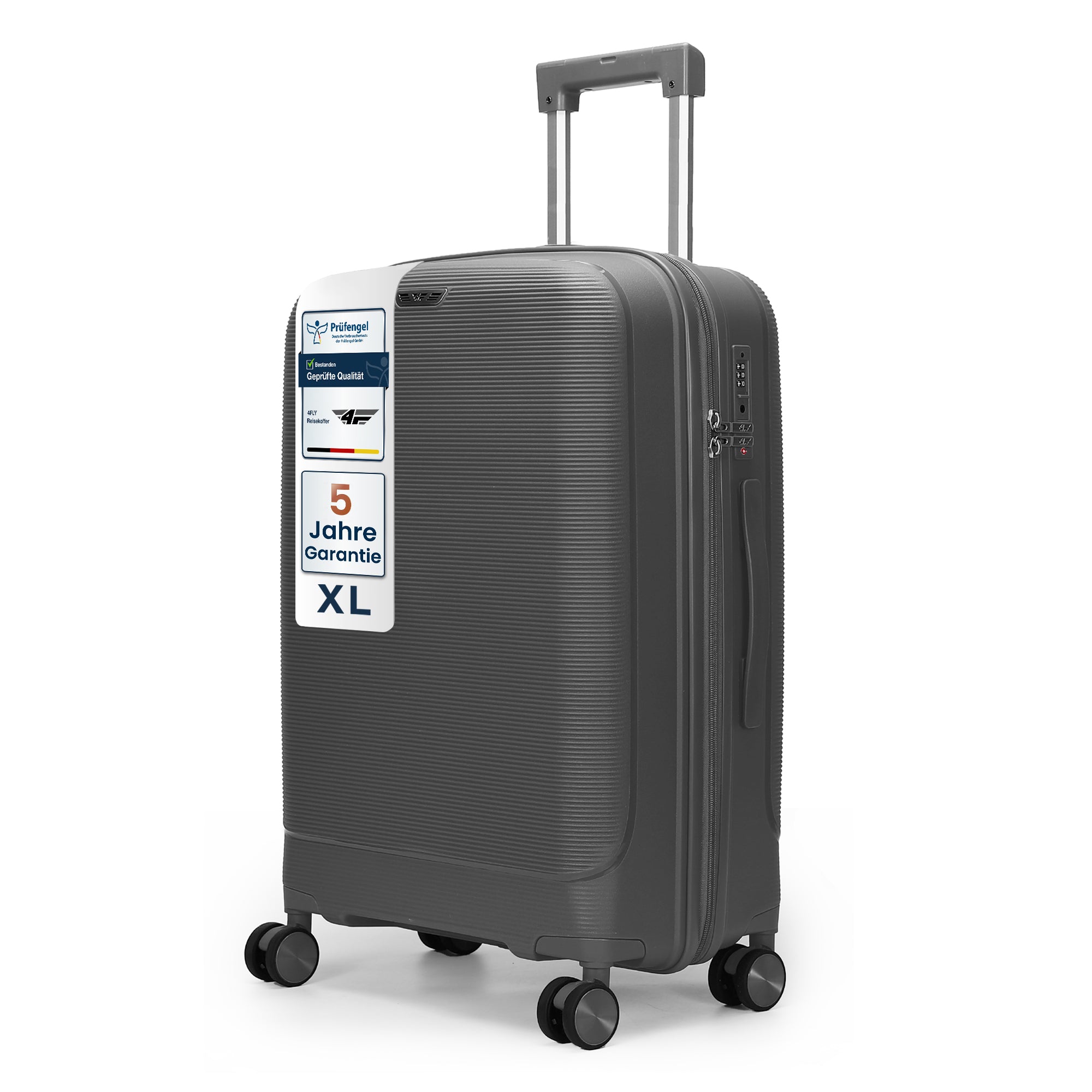4FLY Leichter Hartschalen-Reisekoffer 75cm (90L) - Grau