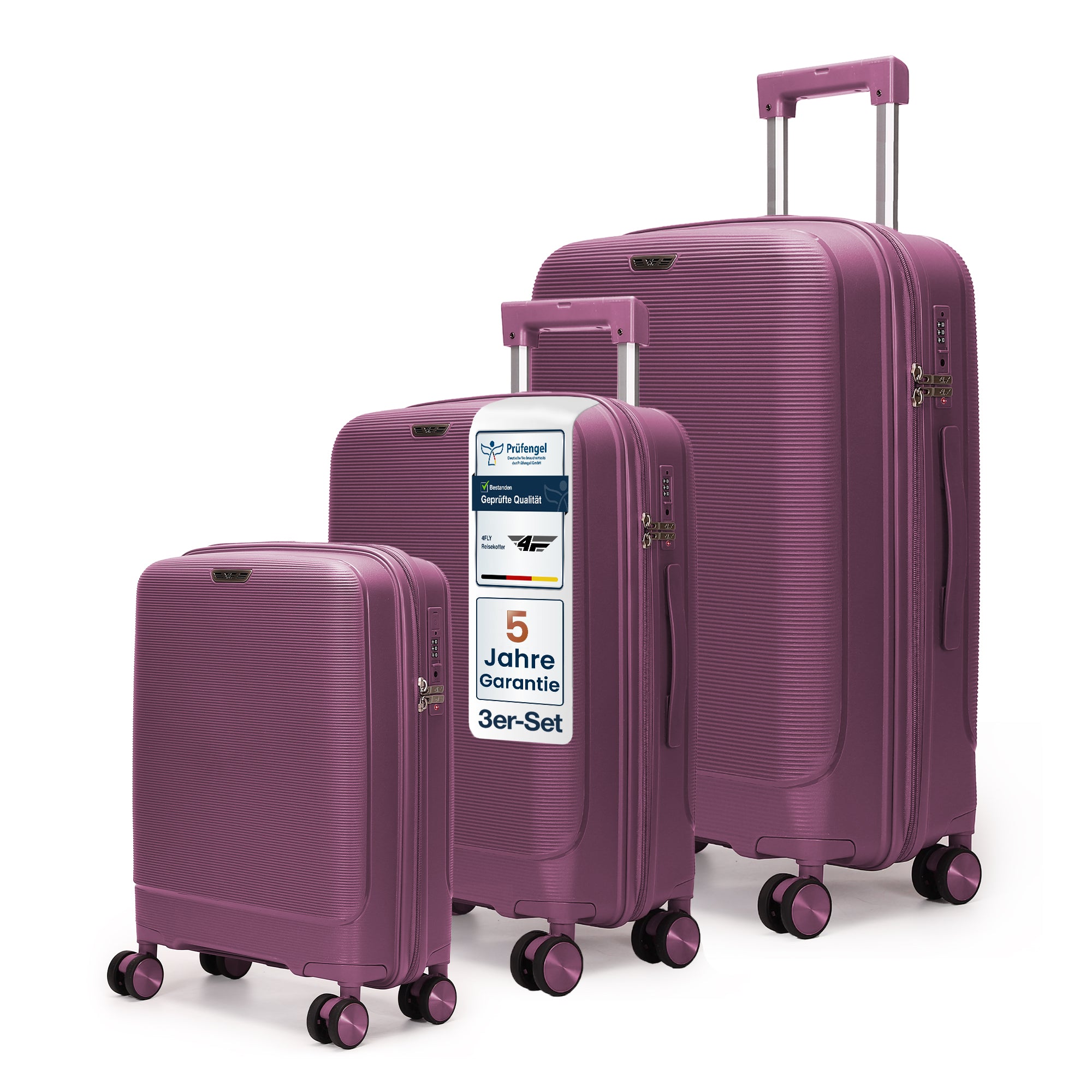 4FLY Leichter Hartschalen-Reisekoffer 3er Set - Lila
