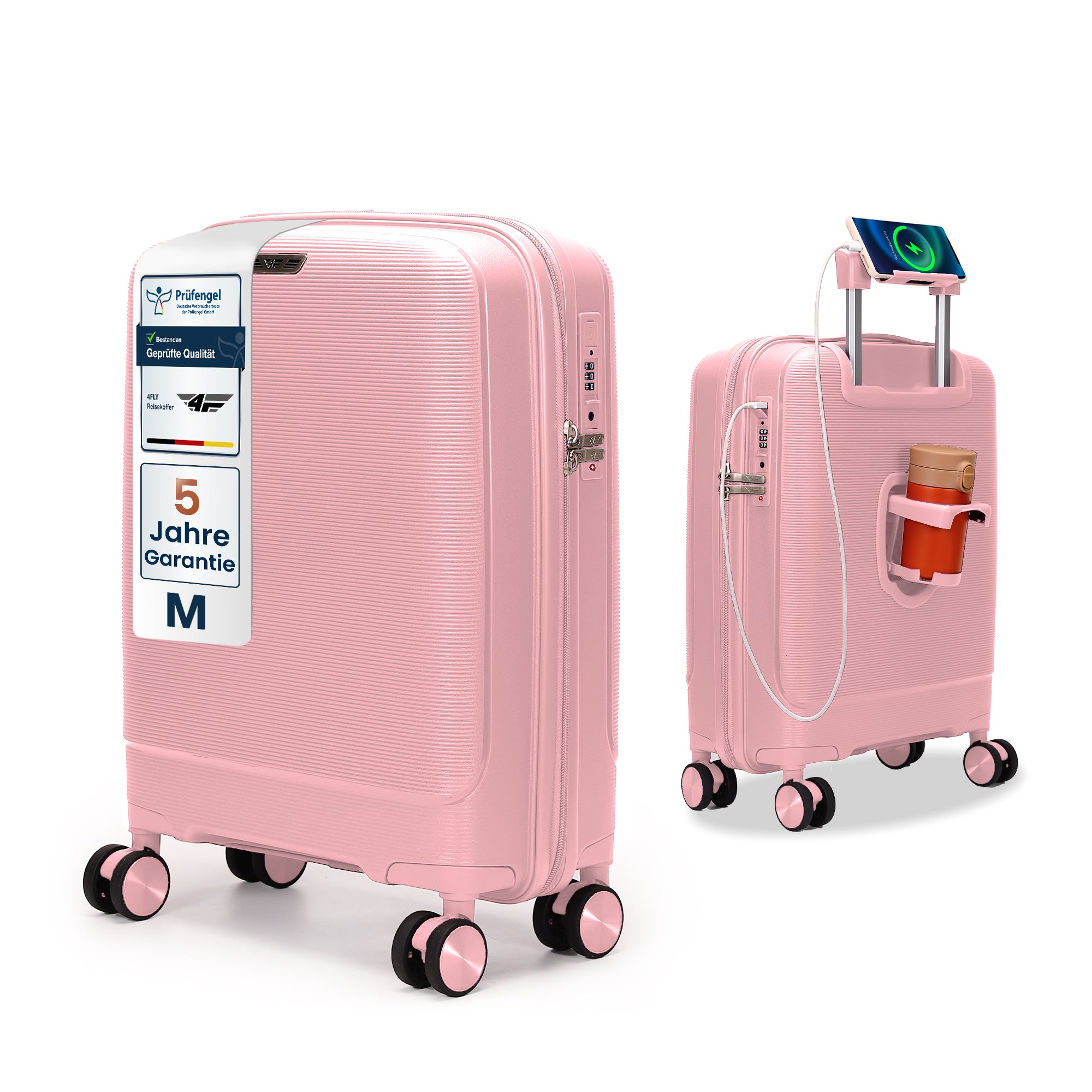 4FLY Leichter Hartschalen-Handgepäckkoffer (35L) - Rosa
