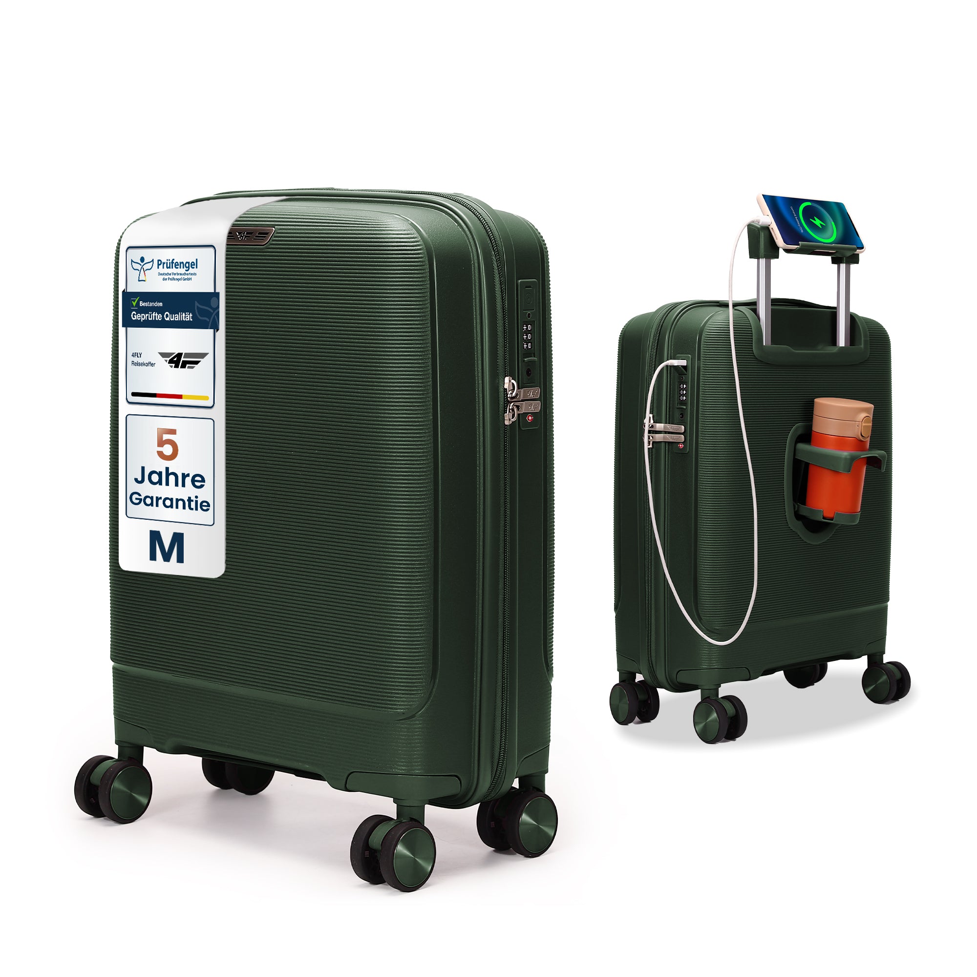 4FLY Leichter Hartschalen-Handgepäckkoffer (35L) - Olivgrün