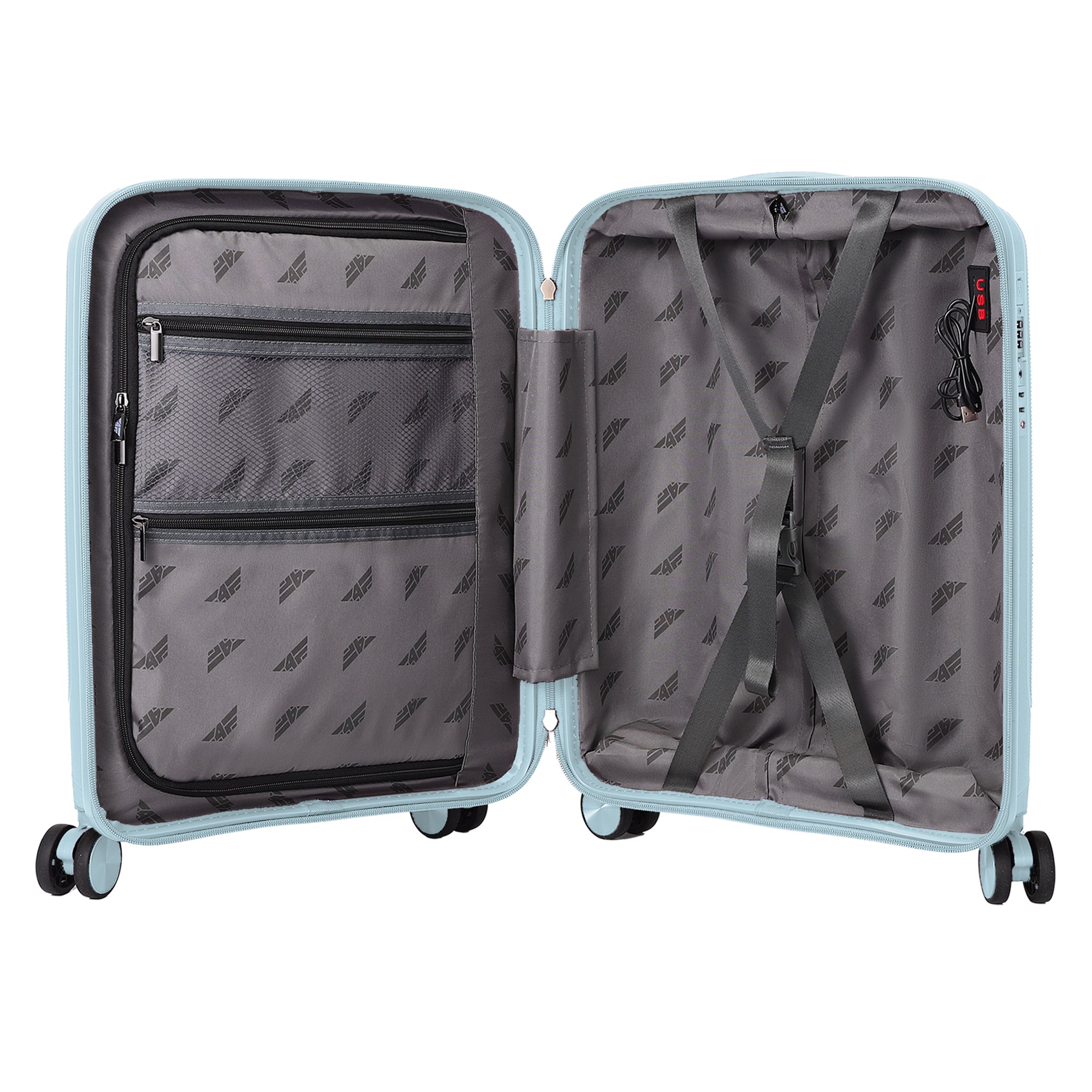 4FLY Leichter Hartschalen-Handgepäckkoffer (35L) - Hellblau