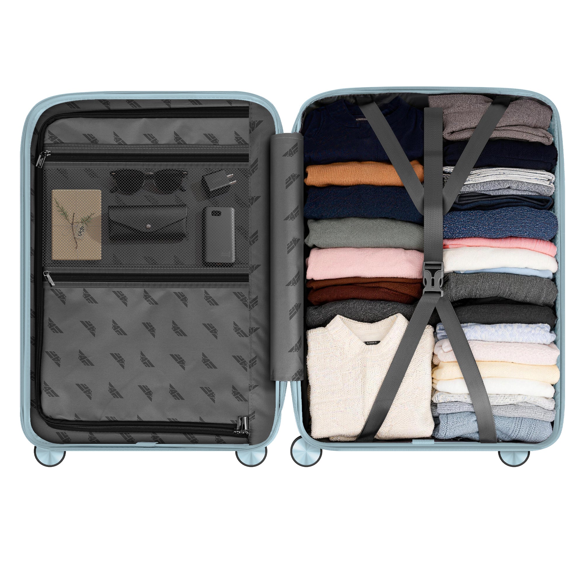 4FLY Leichter Hartschalen-Reisekoffer 75cm (90L) - Hellblau