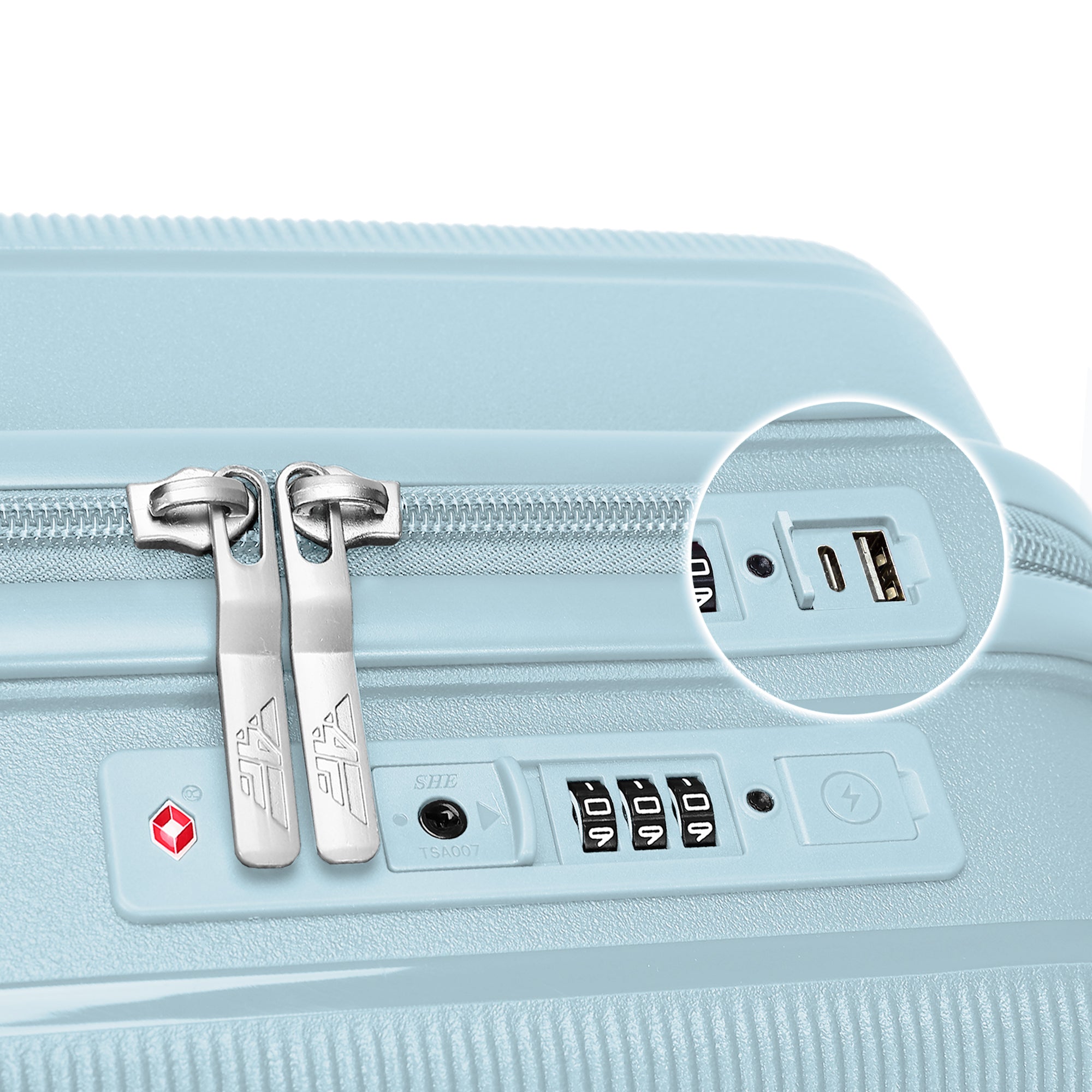 4FLY Leichter Hartschalen-Handgepäckkoffer (35L) - Hellblau