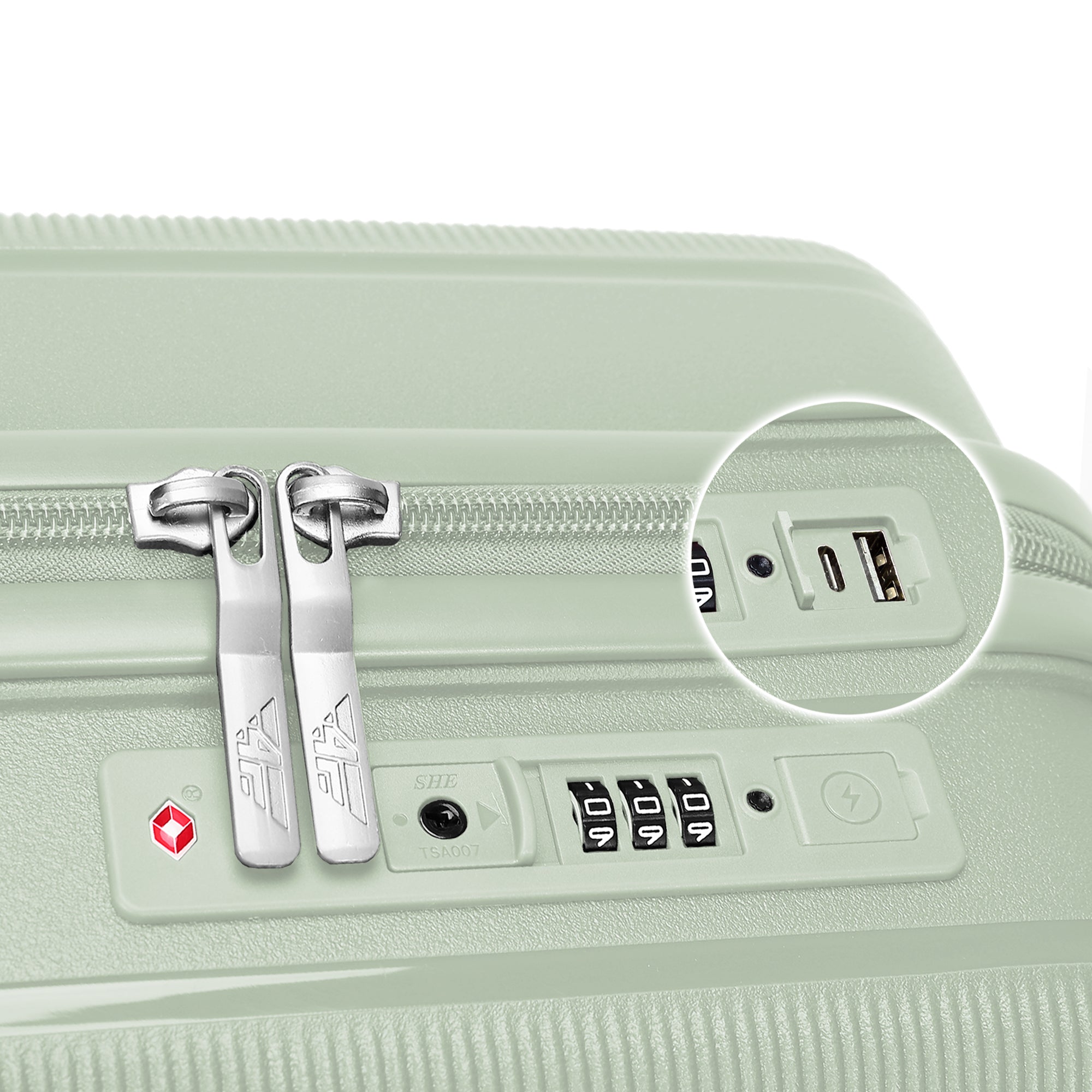 4FLY Leichter Hartschalen-Reisekoffer 3er Set - Hellgrün