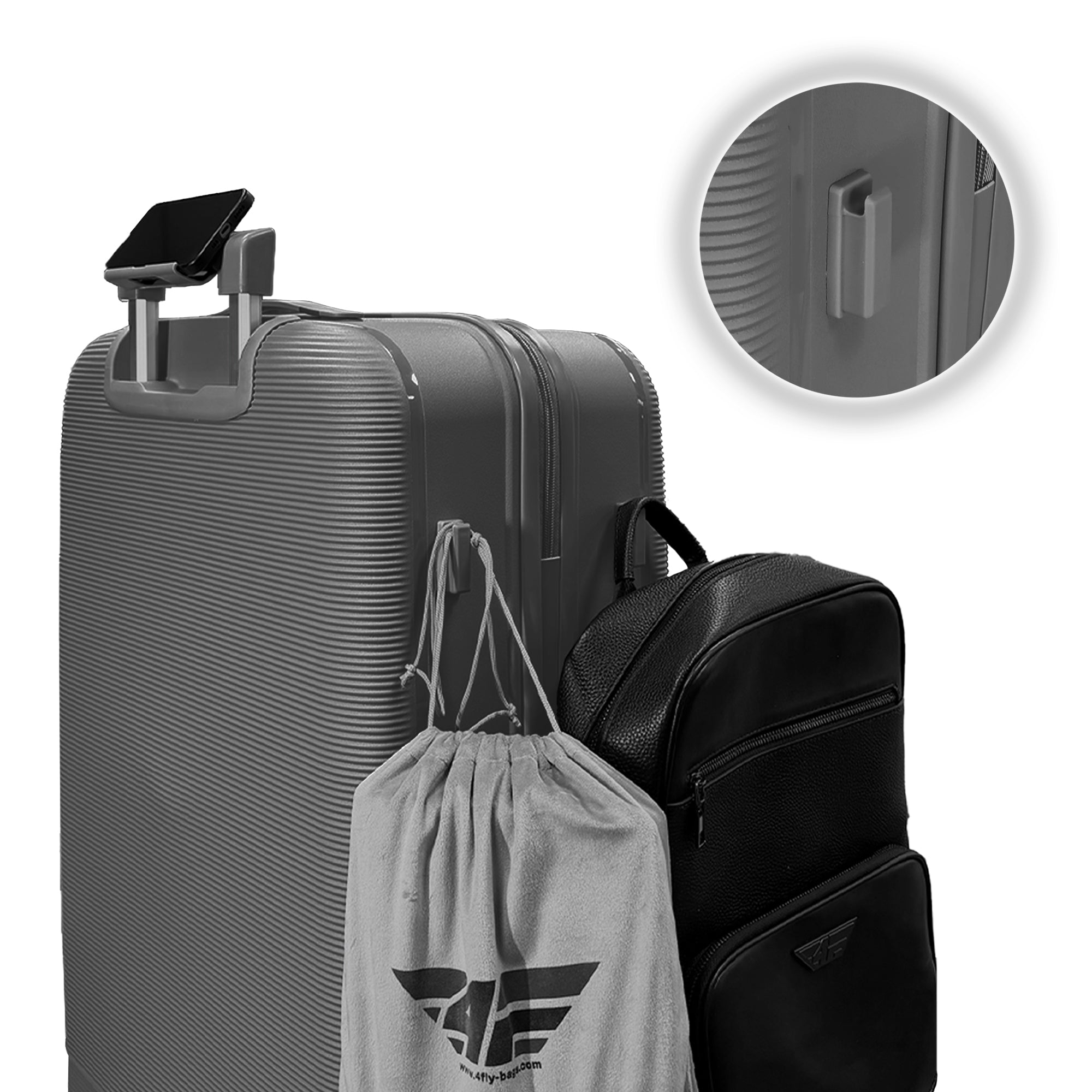 4FLY Leichter Hartschalen-Reisekoffer 65cm (60L) - Grau