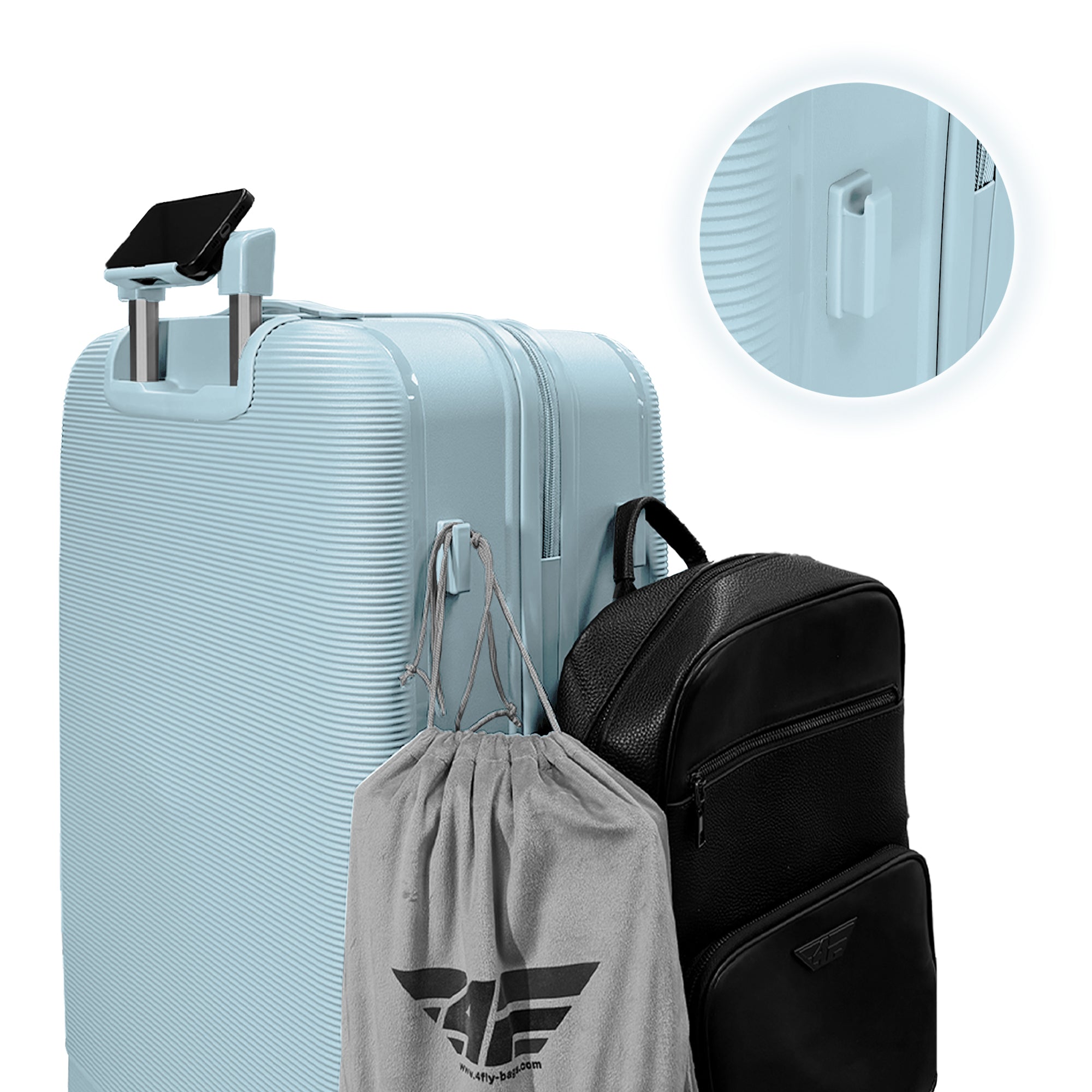 4FLY Leichter Hartschalen-Reisekoffer 65cm (60L) - Hellblau